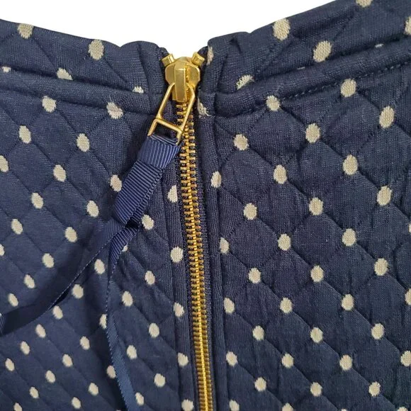 Boden Size 12 Dress Dotty Day Quilted Shift Polka Dot Zip Back Pockets Navy - Picture 9 of 13